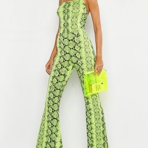 NWT boohoo snakeskin jumpsuit US10